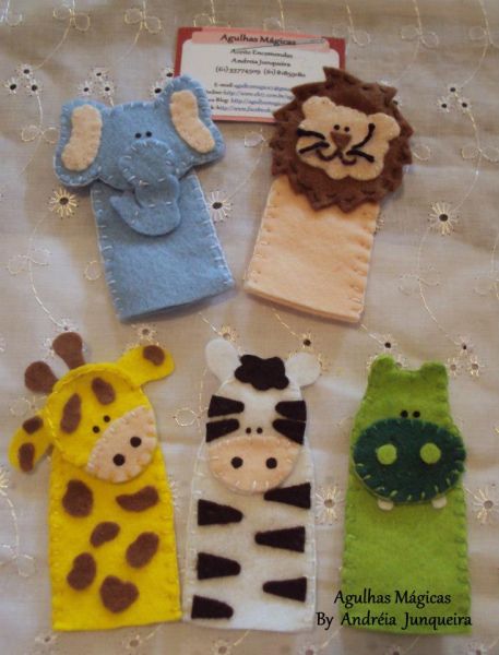 Kit Dedoches de Feltro Animais do Safári